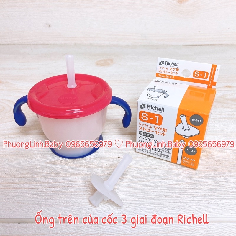 Ảnh Thật - Ống hút thay thế cốc tập uống 3 giai đoạn Richell,cốc ống hút Richell 200ml, 320ml dành cho bé