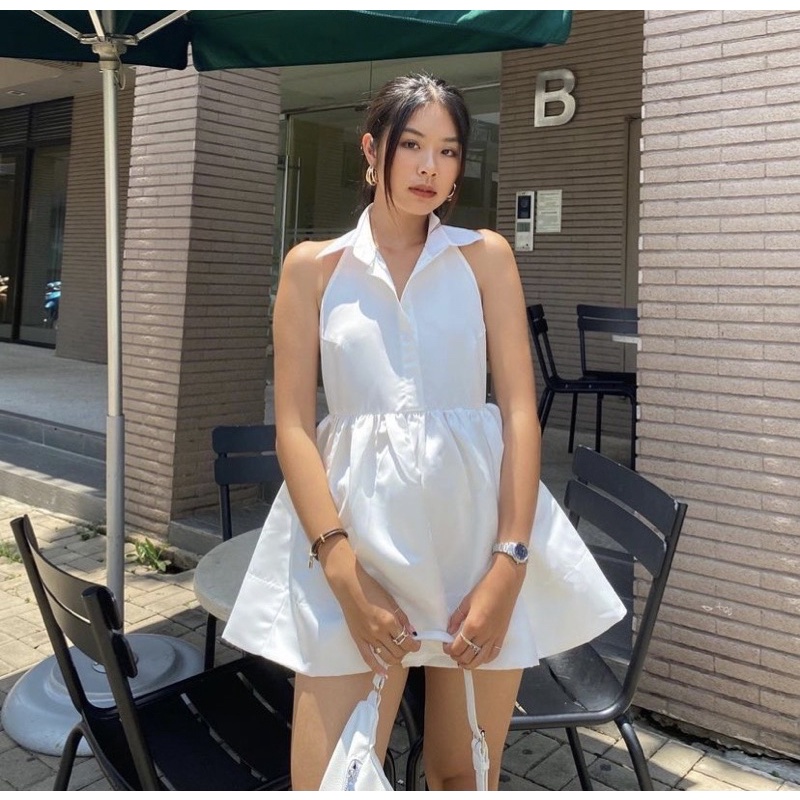 Áo Kiểu LADIES TOP LADY style giấu quần sexy với thiết kế áo phủ mông hở lưng thanh lịch với kiểu cổ áo sơmi cài nút