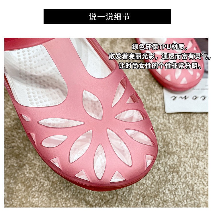 Giày crocs Nhựa Đục Lỗ Thoáng Khí Thời Trang Hè Phong Cách Hàn Quốc Dành Cho Nữ Size 35-40