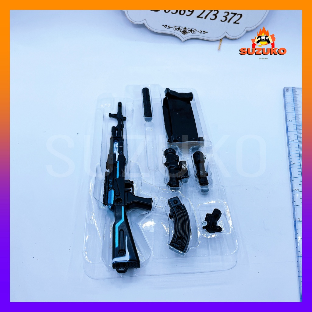Mô hình súng kim loại lắp ráp pubg, csgo free fire đồ chơi lắp ráp AKM Sinister Attack nhân vật dài 20cm sưu tầm