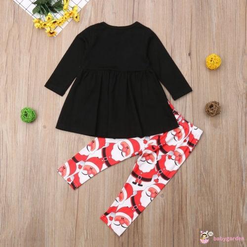 Đầm Ngắn Tay Dài Họa Tiết Ông Già Noel Xinh Xắn Dành Cho Bé Gái