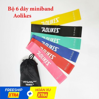 Bộ 6 dây kháng lực miniband tập chân mông cao su Aolikes, Dây miniband cao su tập squat, gym
