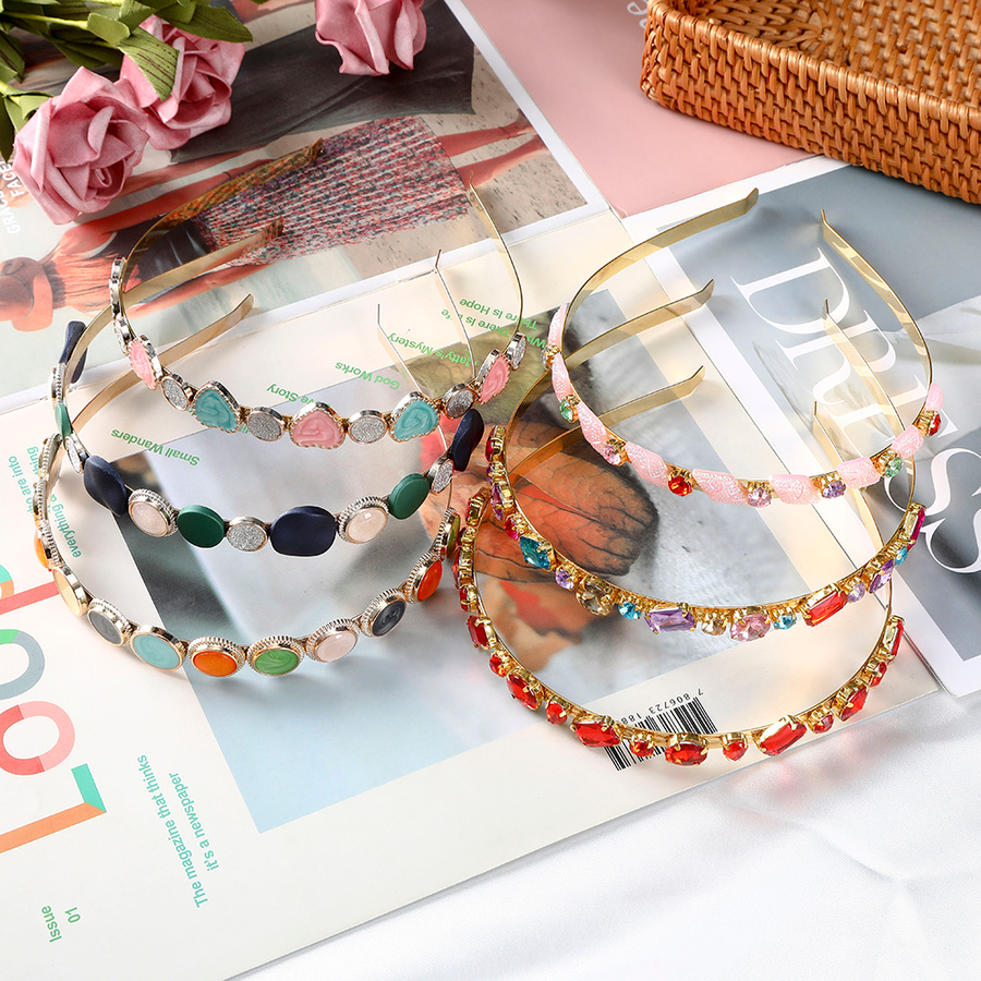 Băng Đô Cài Tóc Bằng Hợp Kim Đính Đá Nhiều Màu Sắc Xinh Xắn Dành Cho Nữ