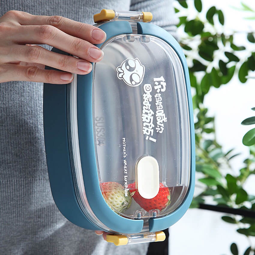 [COMBO] Hộp đựng cơm văn phòng giữ nhiệt lúa mạch 2 tầng lõi inox 304, dung tích 1,5 lít + Cốc đựng canh + Túi giữ nhiệt