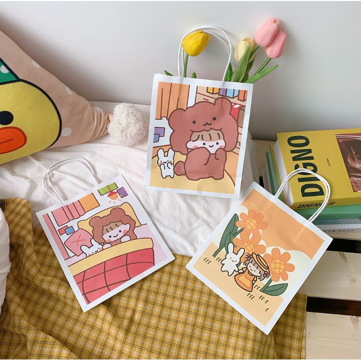 TÚI GIẤY HÌNH PHONG CÁCH HÀN QUỐC KRAFT  -  TÚI GIẤY HOẠT HÌNH  A216