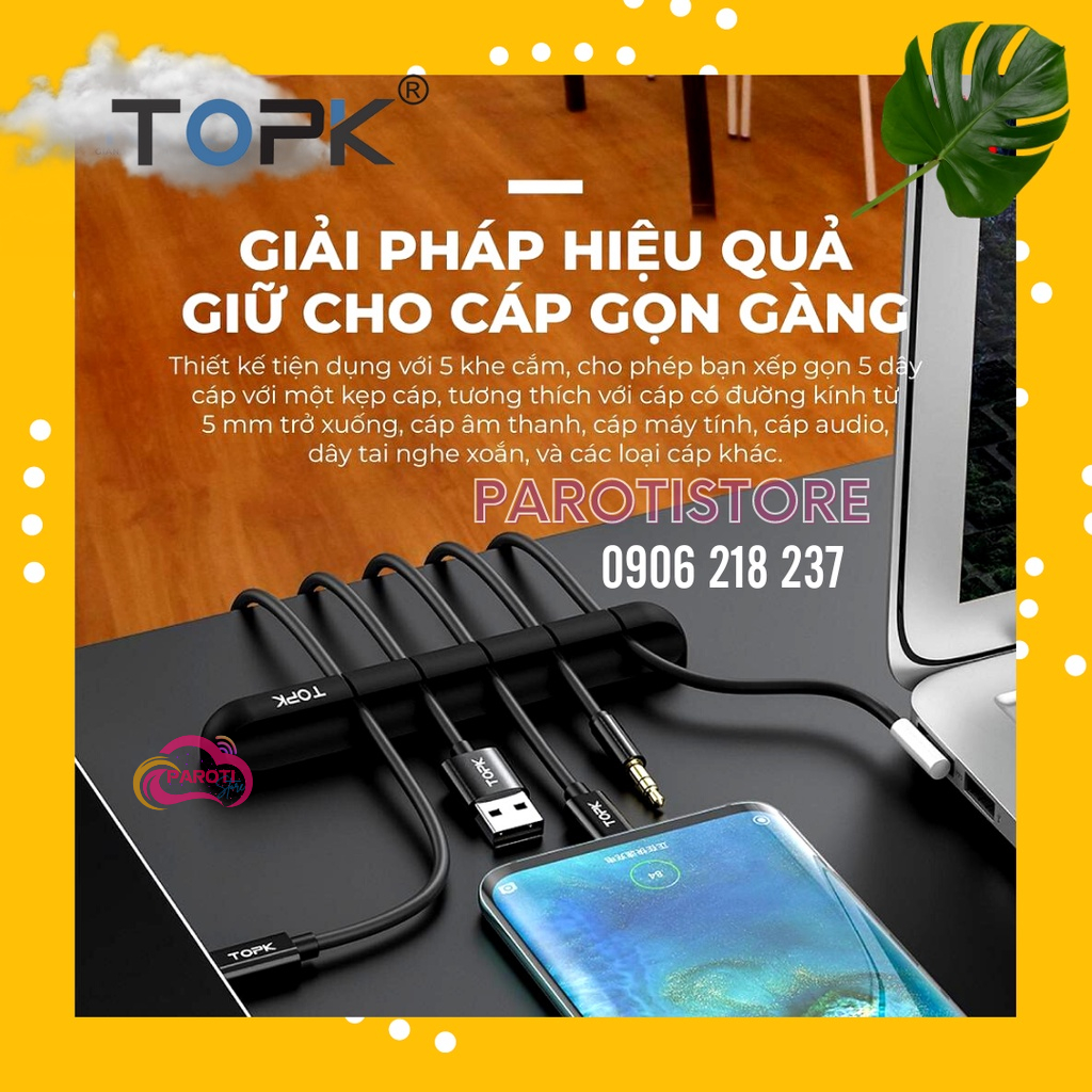 Đế Dán Kẹp Cố Định Chống Rối Cáp Sạc, Dây Chuột, Bàn Phím TOPK