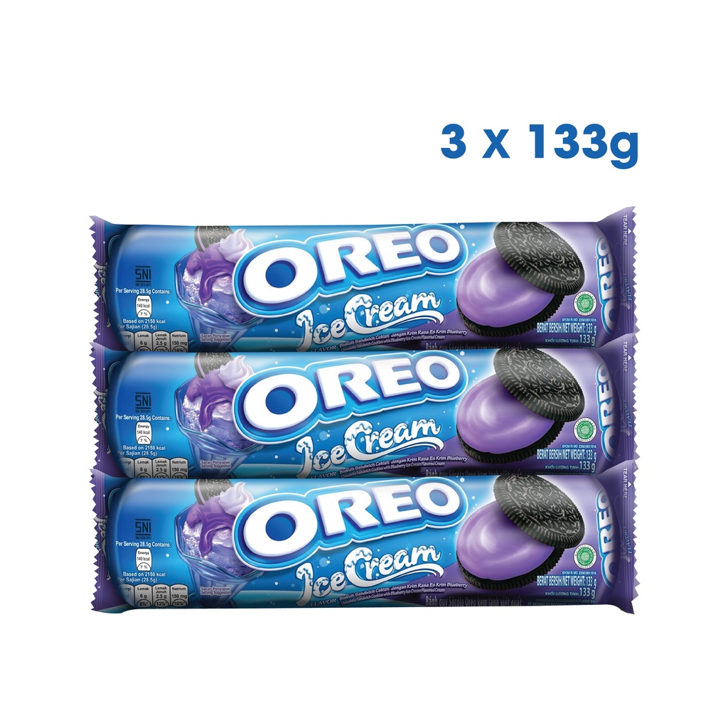 [Giảm 5K cho đơn từ 50K] Combo 3 thanh bánh quy sôcôla OREO vị kem lạnh việt quất, 3x133g