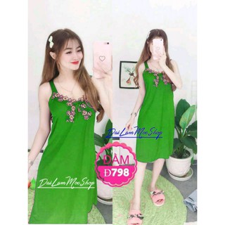 Đầm thun lạnh nữ - Đầm ngủ mặc nhà