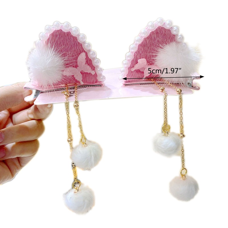 Kẹp Tóc Đính Bóng Lông Tua Rua Phong Cách Cổ Điển Mừng Năm Mới