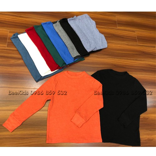 Combo 2 áo thun tổ ong dài tay trơn dành cho cả nam và nữ size từ 2 đến 16 tuổi (giao màu ngẫu nhiên)