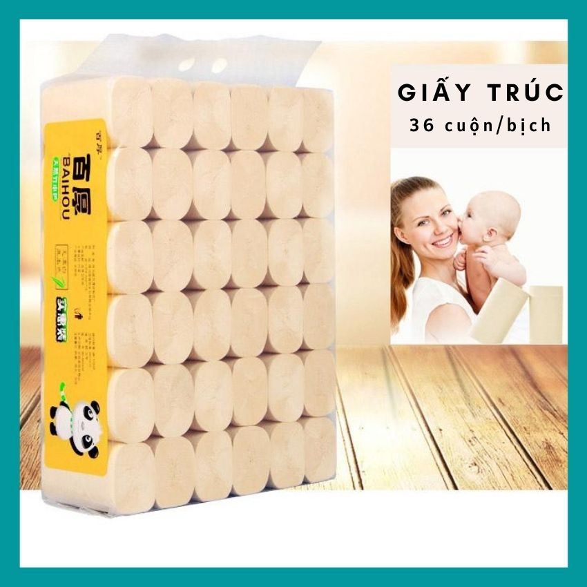 Giấy vệ sinh gấu trúc sipiao 36 cuộn không lõi siêu dai
