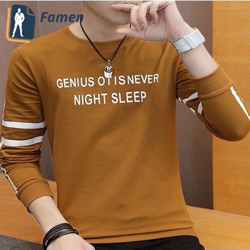 Áo thun tay dài nam, cổ tròn, chất cotton co giãn chống xù cao cấp tại shop Famen | BigBuy360 - bigbuy360.vn