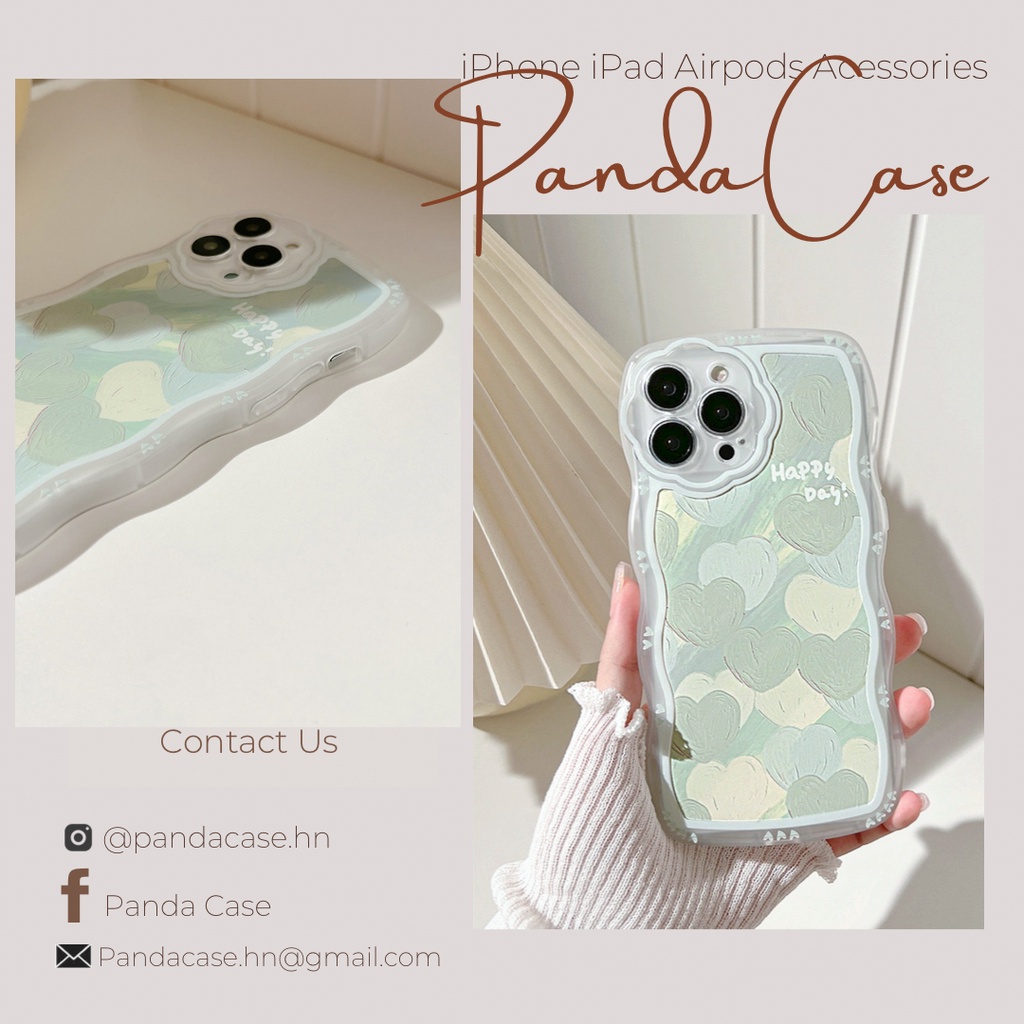 Ốp lưng cho iphone - Ốp tim xanh in dập nổi, viền sóng trend, bảo vệ camera