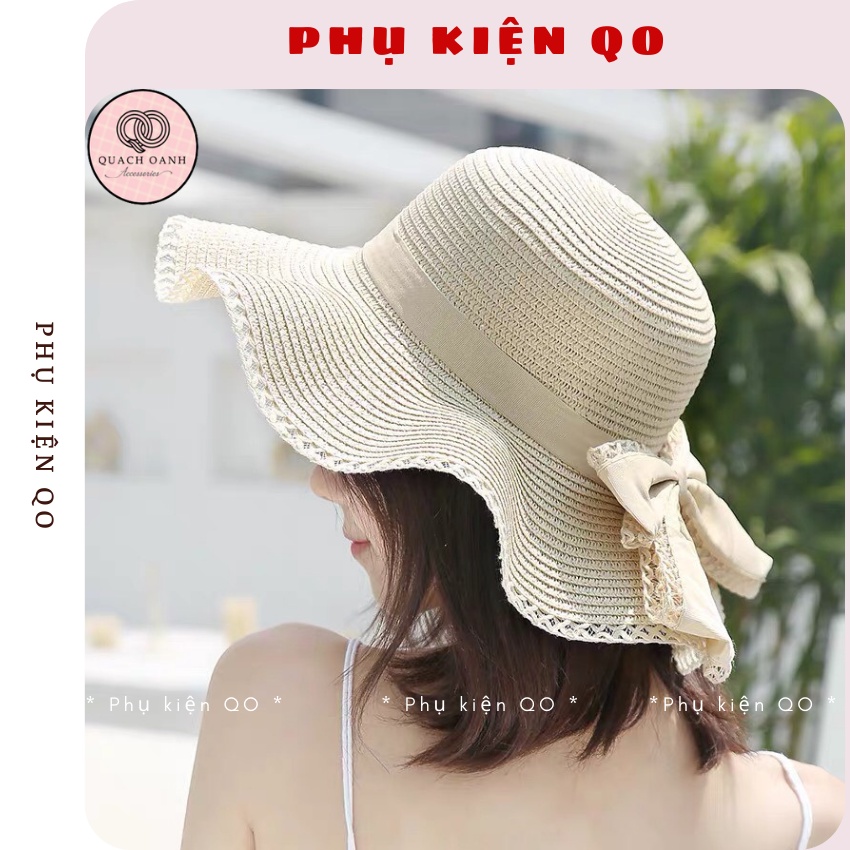 Mũ cói vành rộng sang trọng đính nơ to - MCH14