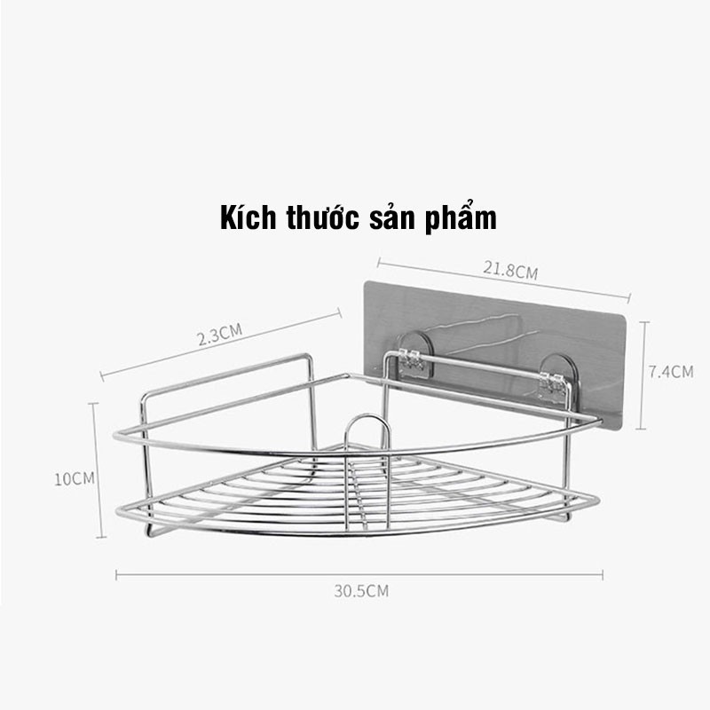 Kệ góc dán tường inox 304 cao cấp Vkit dạng nan NT09