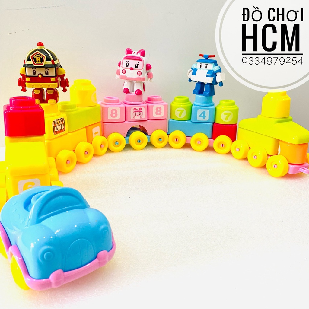 Đồ chơi trẻ em túi lego poli dành cho bé thích lắp ráp mô hình xe, lắp ghép tàu lửa 3622