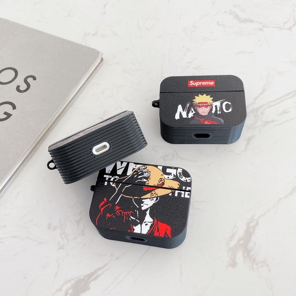 Vỏ Bảo Vệ Hộp Sạc Tai Nghe bluetooth Không Dây Airpods gen 3 pro Hình Vuông Họa Tiết Naruto Luffy