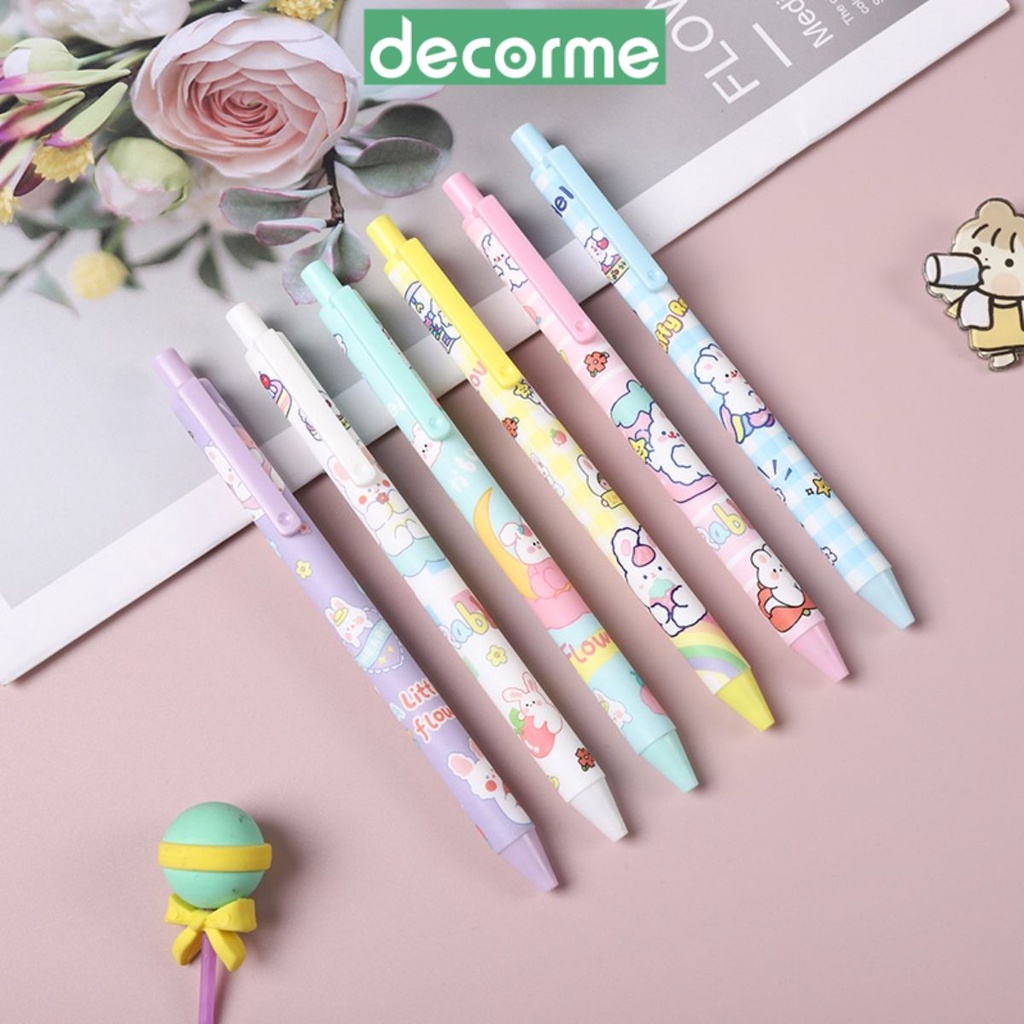 Bút Gel bấm Thỏ mây đen 0,5 DecorMe Bút gel bấm đáng yêu văn phòng phẩm Decorme (ngẫu nhiên)