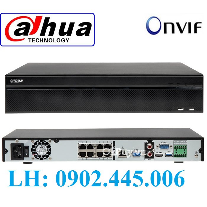 Đầu ghi hình IP dahua NVR5208-4KS2(8M), hỗ trợ 2 ổ cứng