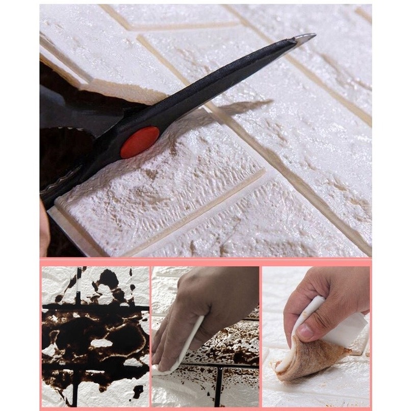 Giấy Dán Tường Họa Tiết Gạch 3D Tự Dính Chống Thấm Nước Trang Trí Phòng Khách / Phòng Ngủ