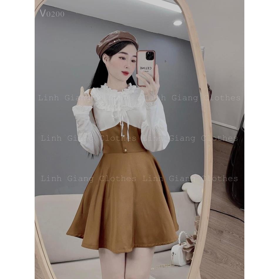 [ 𝐅𝐑𝐄𝐄 𝐒𝐇𝐈𝐏 ] VÁY YẾM  SƠ MI NÂU TÂY CHẤT TUYẾT MƯA TIỂU THƯ XINH XẮN