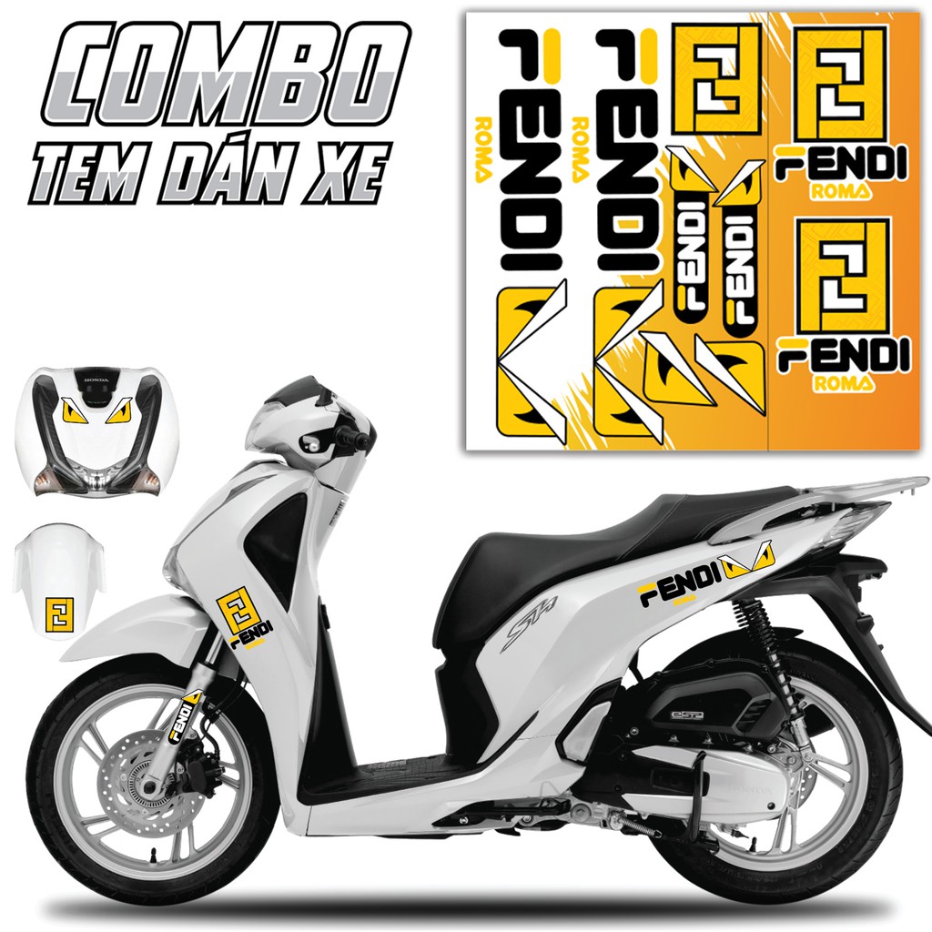 Combo Tem Dán Xe CBV111 FENDI ROMA Dán Cho Mọi Dòng Xe Máy, Xe Điện | Bộ Tem Dán Đa Vị Trí