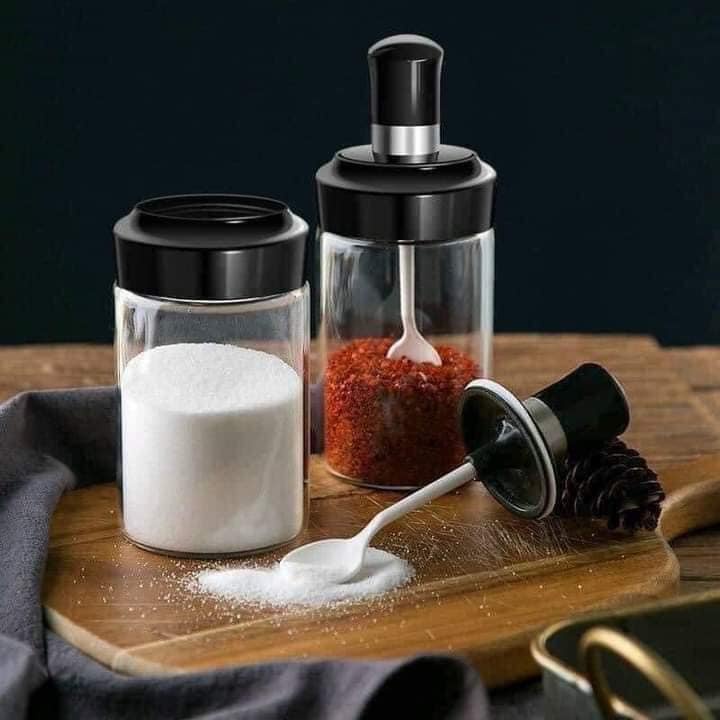 Combo 5 hũ đựng gia vị thuỷ tinh có thìa kèm nắp