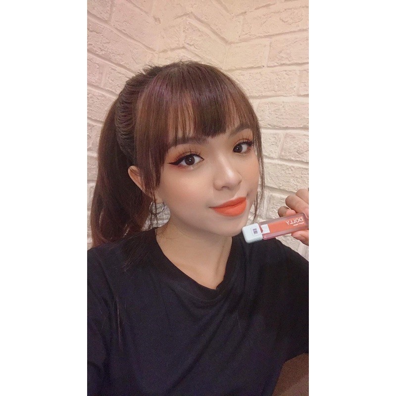 Son kem lì màu cam sáng Dolly super matte, son kem lì không chì bền màu lâu trôi