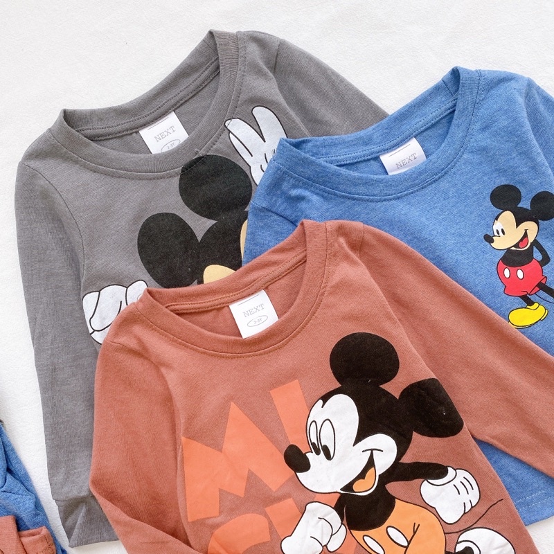 Set 3 áo dài tay cho bé trai in hình mic.key cân nặng từ 10-24 cân