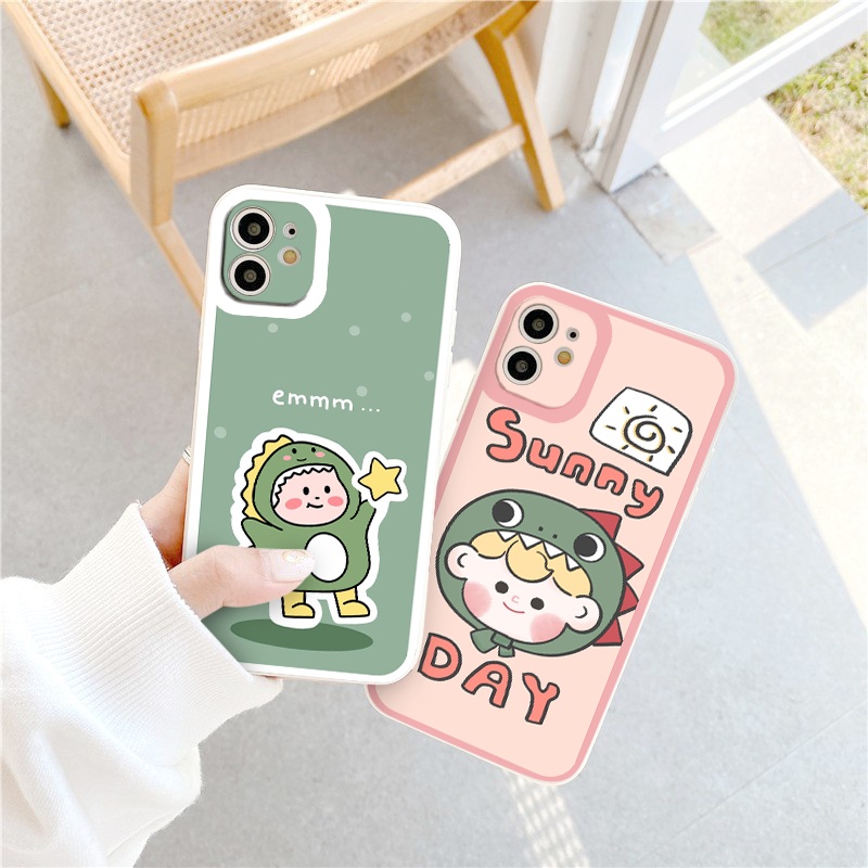 Ốp iphone hot trend bé khủng long vuông cạnh ốp lưng iphone 6/6splus/7plus/8/8plus/xr/x/12/13/pro/max/plus/promax tr1129