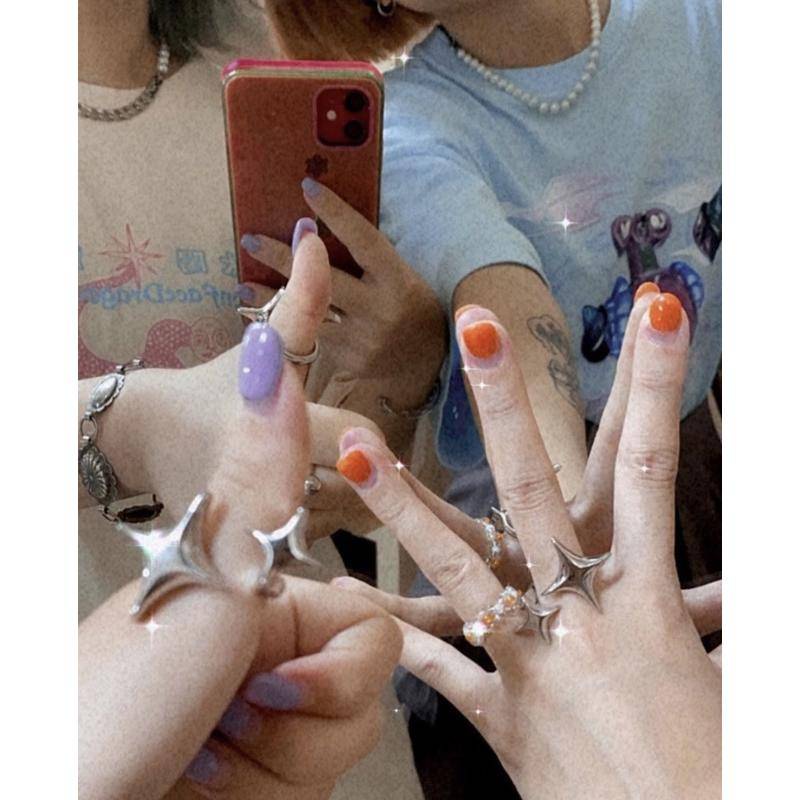 Nhẫn mạ bạc tùy chỉnh mặt hình ngôi sao lấp lánh