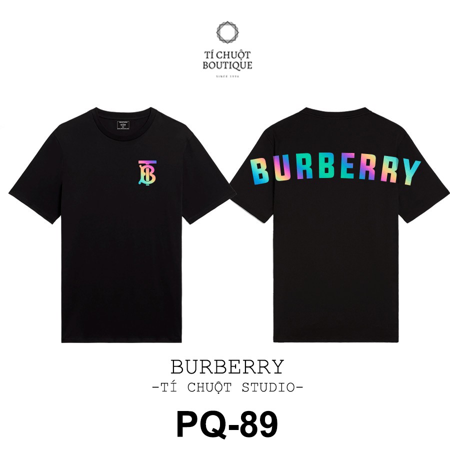 Áo thun phản quang BURBERRY ngang lưng unisex Cotton 100% nam nữ tay lỡ oversize form rộng áo lv louis - Tí Chuột Studio