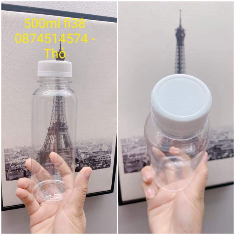 (Siêu rẻ)Chai nhựa pet 500ml cổ rộng fi38 kèm nắp Trắng/đen | BigBuy360 - bigbuy360.vn