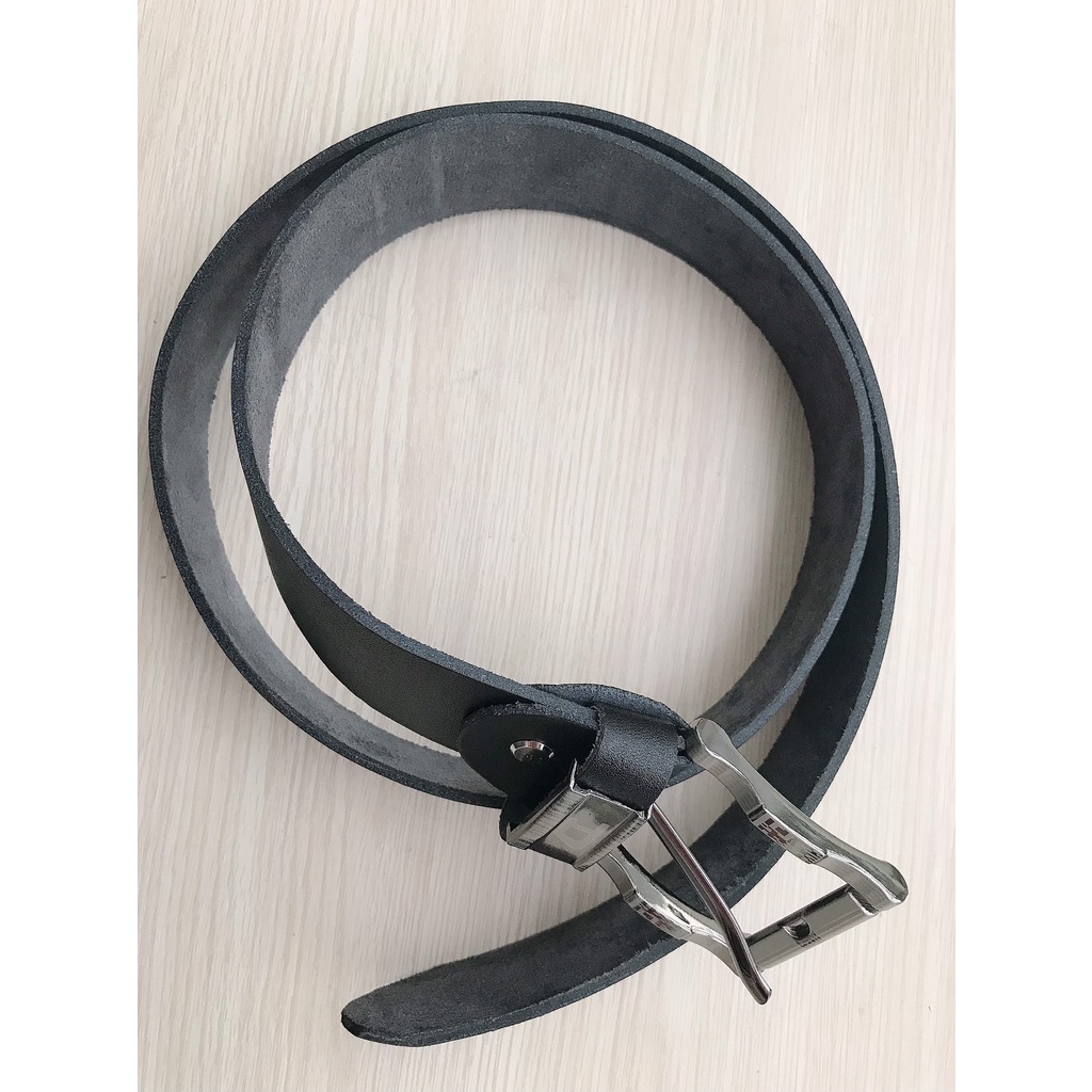 Thắt lưng, dây nịt nam da bò thật cao cấp thời trang - Màu đen - Tặng kèm cây đục lỗ