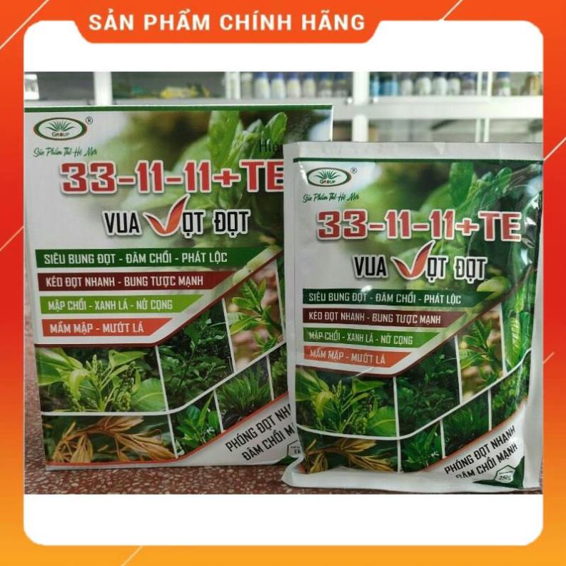 Phân bón lá npk 33-11-11+te gói 250gr và hộp 1kg siêu vọt đọt tạo đọt phát lộc đầm chồi phóng đọt mạnh