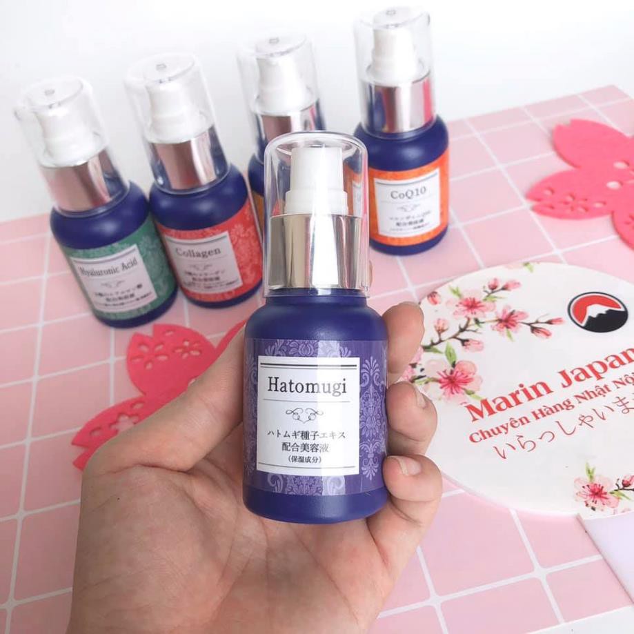 (Gía siêu tốt) Serum tinh chất dưỡng da 60ml hatomugi ý dĩ,Q10,collagen, sữa ong chúa, cấp ẩm hyaluronic Nhật Bản