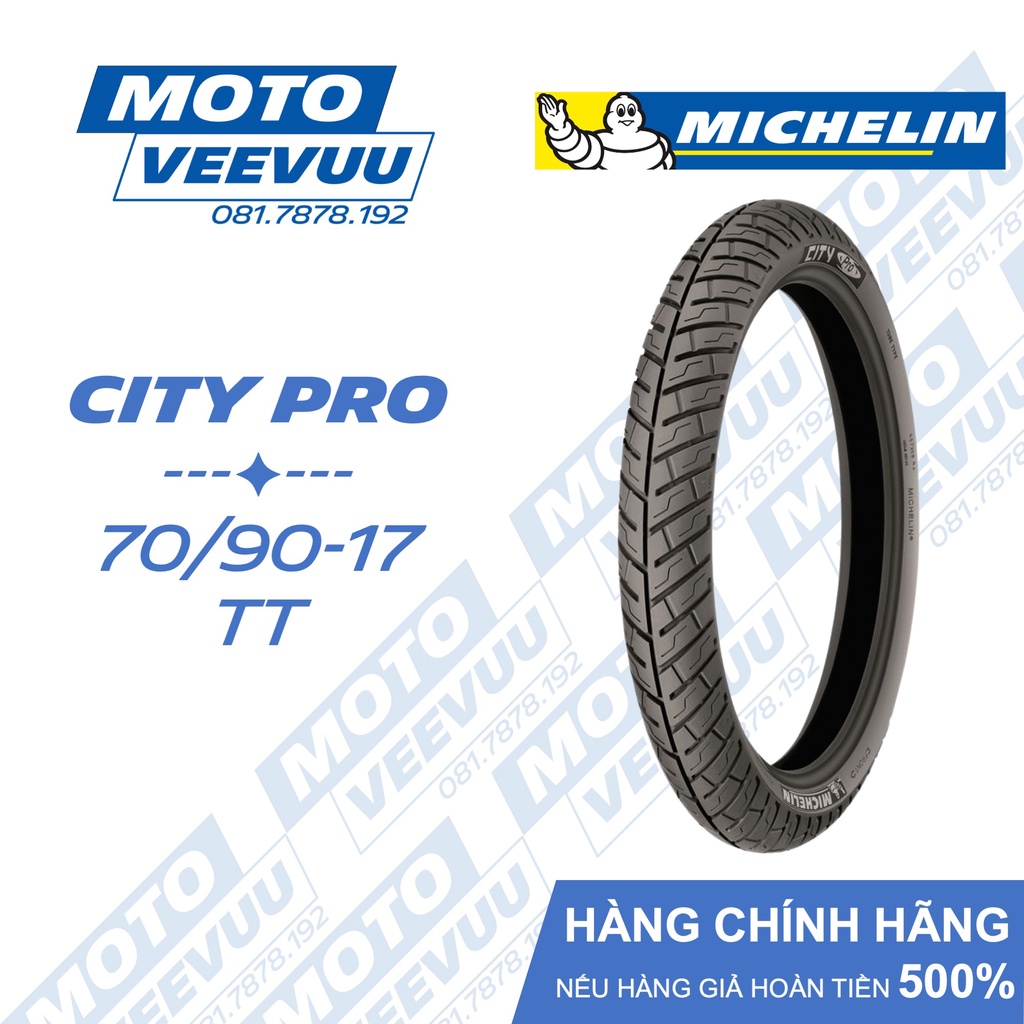 Vỏ lốp xe máy Michelin 70/90-17 TT City Pro (Lốp xài ruột)