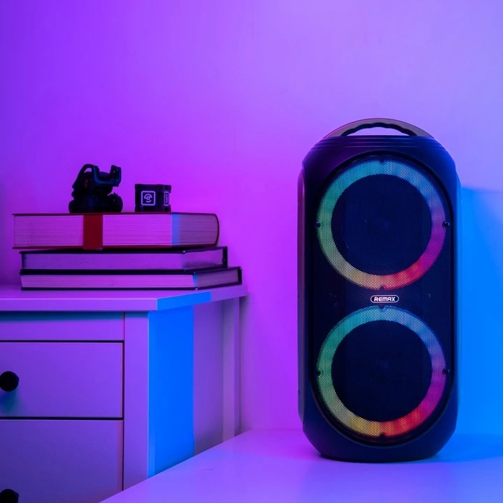 Loa Kéo Bluetooth Karaoke Remax RB-X9 Little Boy LED RGB công suất kép 15W*2 kèm 1 micro không dây