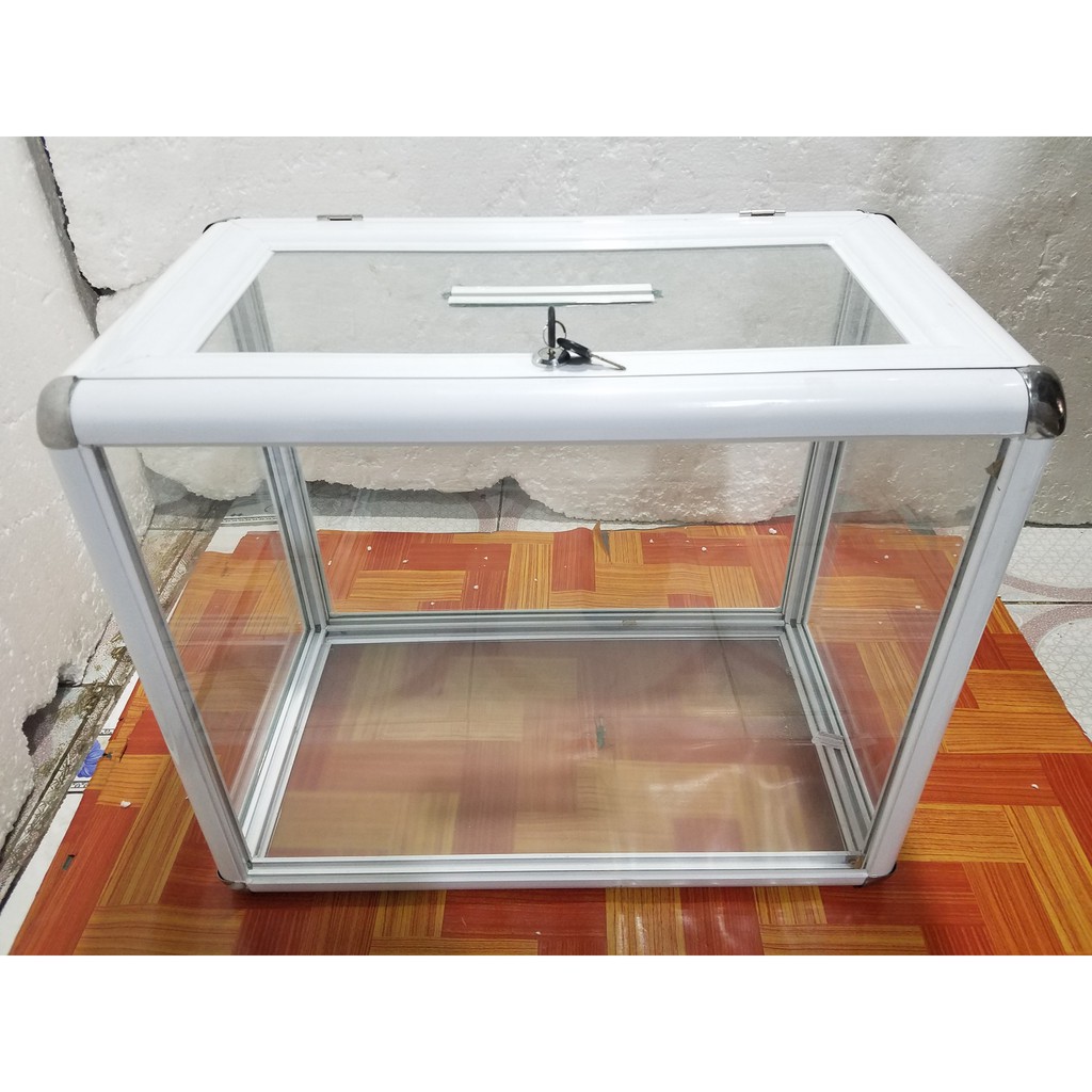 Thùng từ thiện - Hòm phiếu nhôm kính cao cấp - Hàng đặt - T01NT-603550-HĐ-