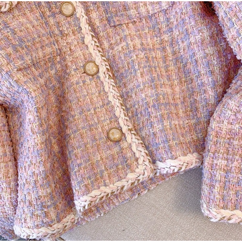 Áo Dạ Tweed Phối Màu Siêu Xinh Phong Cách Hàn Quốc Sang Chảnh_ Hàng Order Có Ảnh Thật