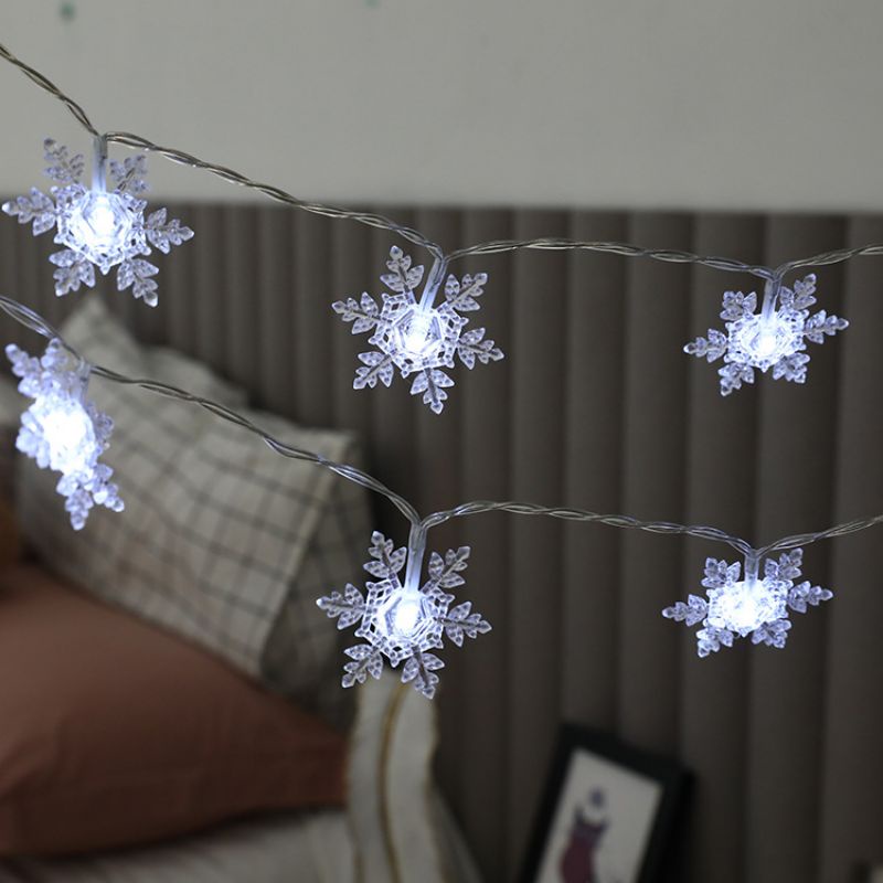 Dây đèn led bông tuyết trang trí giáng sinh, decor nhà cửa