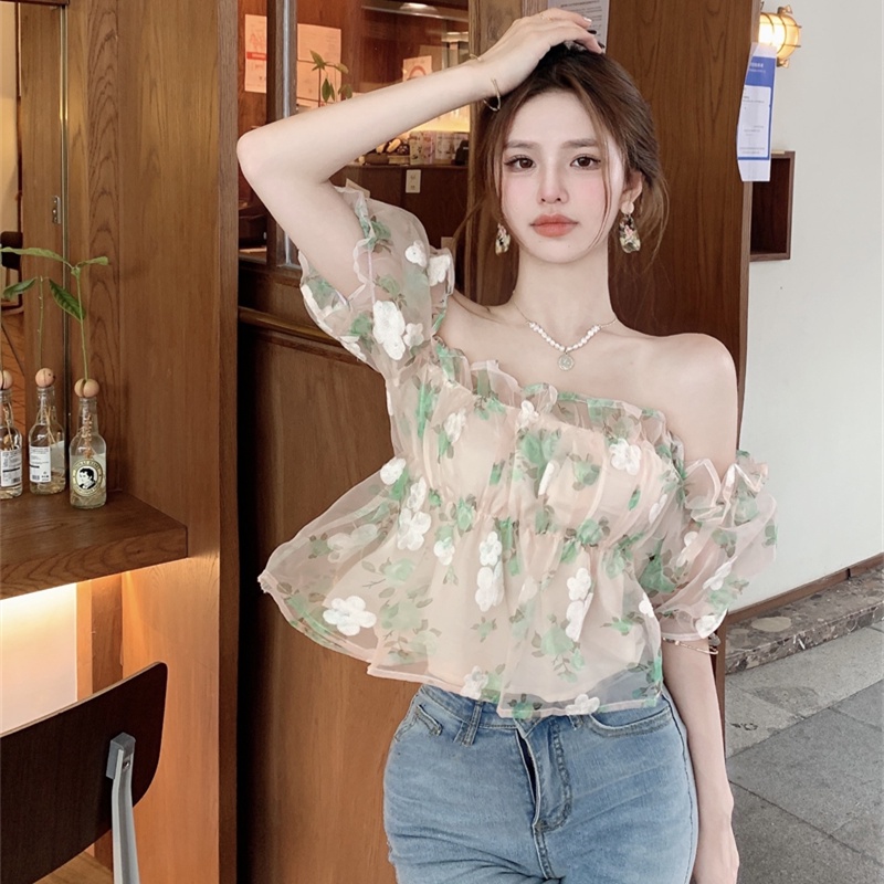 Áo Voan Hoa Trễ Vai Ngọt Ngào Thời Trang Dành Cho Nữ