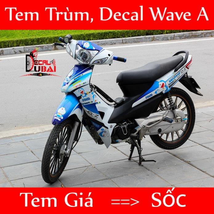 Tem Trùm Wave Doremon Xanh Trắng Loang