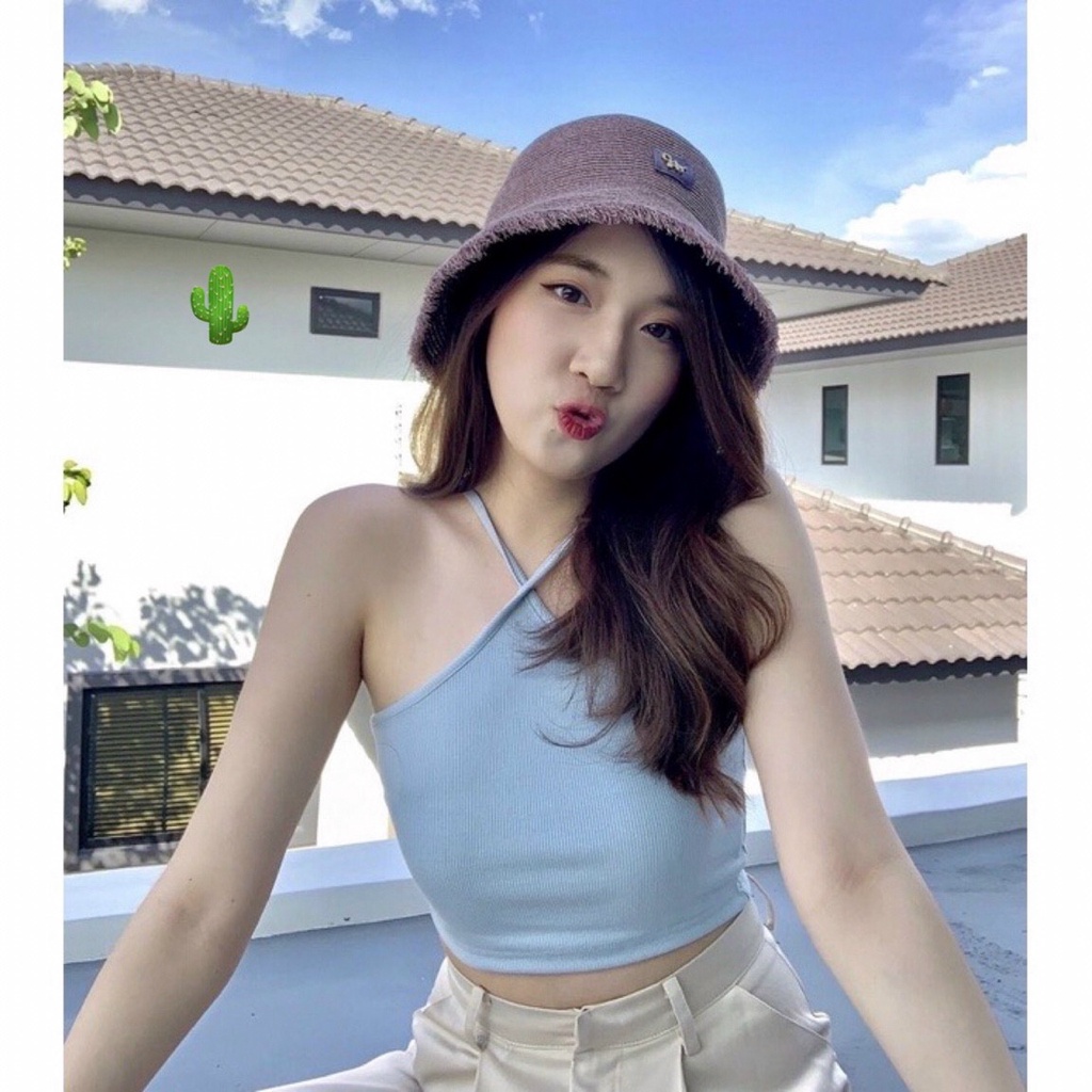 Áo thun lụa croptop lệch vai sát nách GB10090