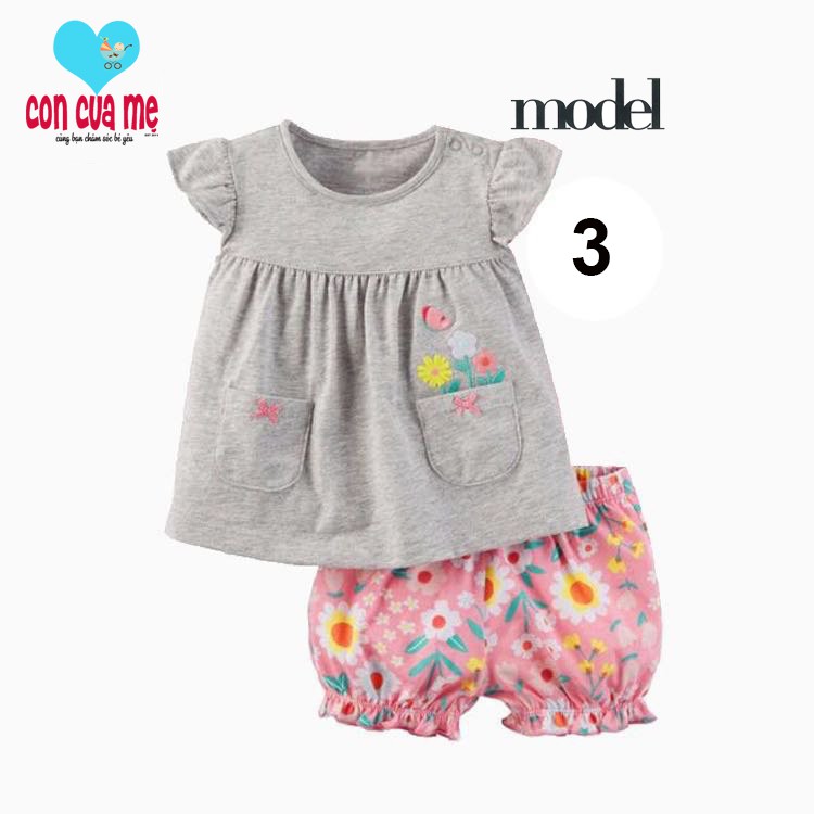 Set 2 món áo chữ A + quần short Carter bé gái xuất xịn sz 6-24 tháng