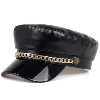 Mũ thuỷ thủ da chain viền xích - beret - mũ nồi