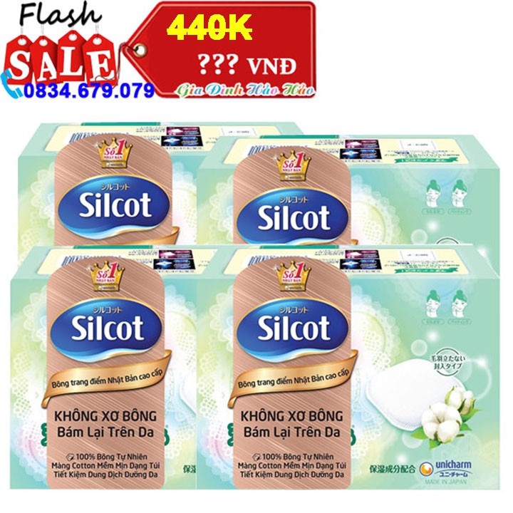 Bông Trang Điểm - Bông tẩy trang Silcot Premium Nhật Bản Cao Cấp Hộp 66 Miếng - Combo 10 Hộp