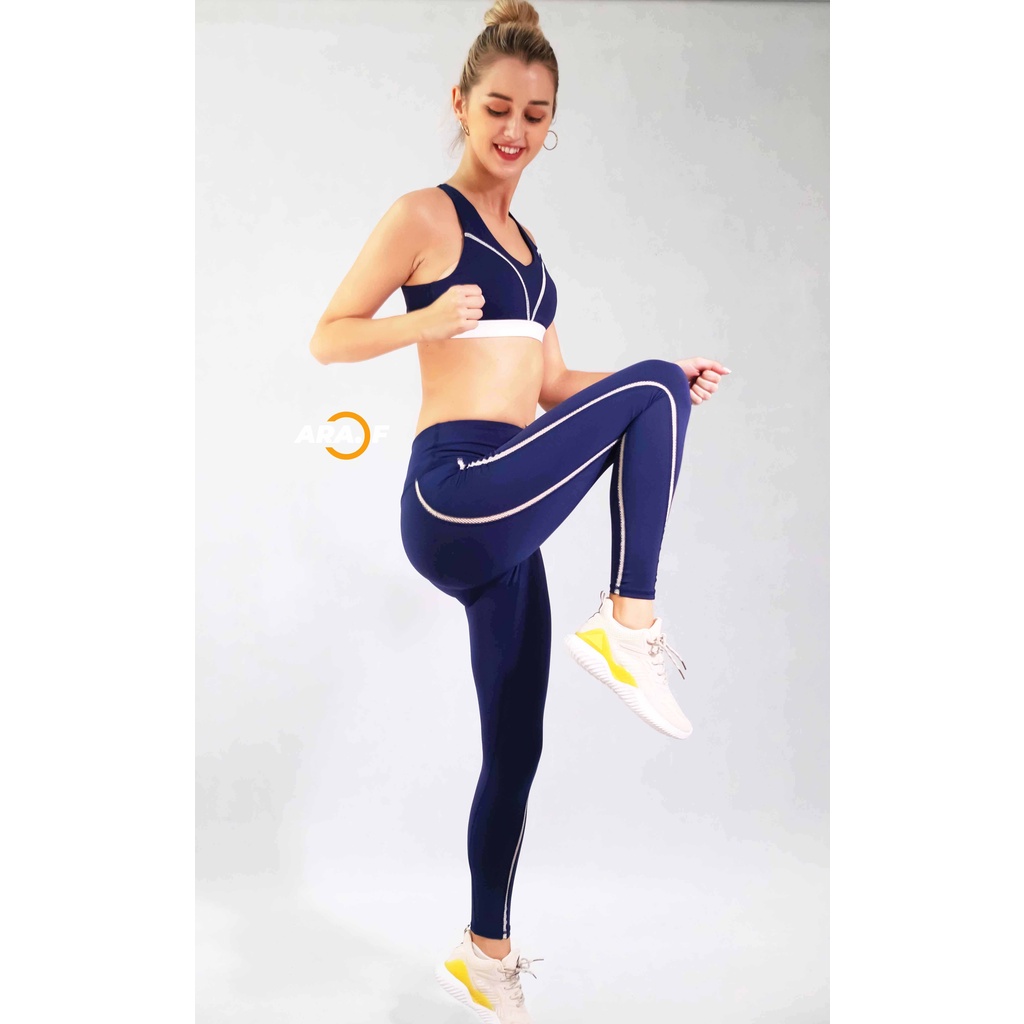 Set Áo Bra Viền Dây Tape Và Quần Legging - 23DT-ARAF - Tập Thể Thao, Gym, Yoga, Aerobic