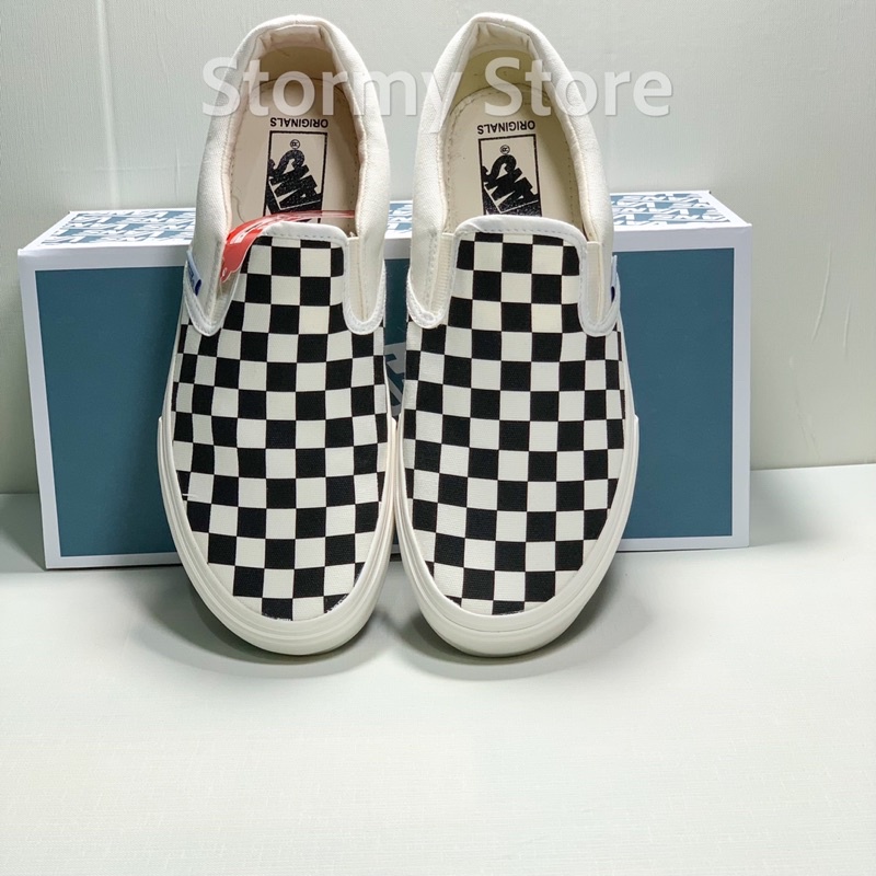 Giày Thể Thao Lười Slip On Caro Đen Trắng Nam Nữ