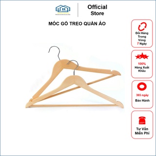 5 móc gỗ vàng thanh ngang - móc treo quần áo